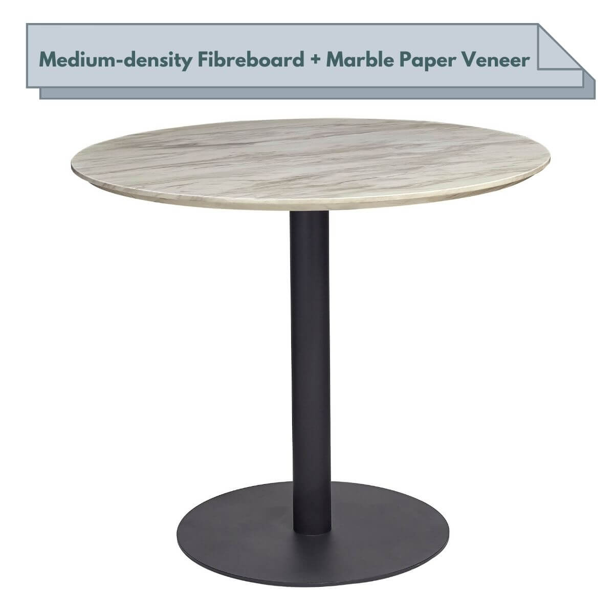 Mid-Century Design Round Dining Table- black
