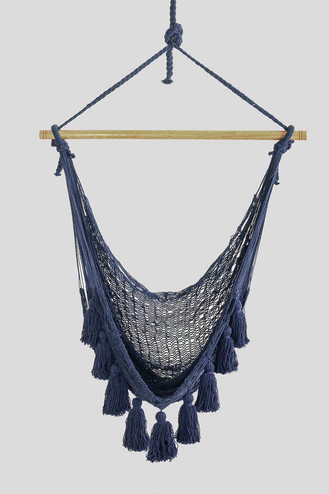 Extra Large Mexican Hammock Chair In Outdoor Cotton Blue