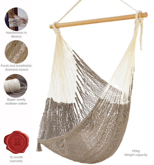  Extra Large Outdoor Cotton Mexican Hammock Chair in Dream Sands Colour