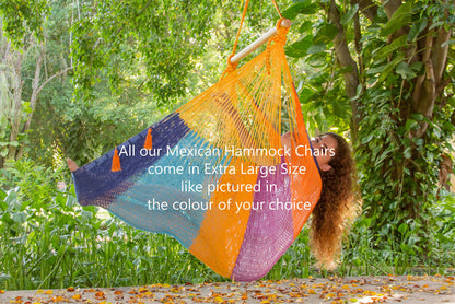 Extra Large Outdoor Cotton Mexican Hammock Chair in Mexicana Colour