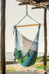 Extra Large Outdoor Cotton Mexican Hammock Chair in Oceanica Colour