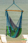 Extra Large Outdoor Cotton Mexican Hammock Chair in Oceanica Colour