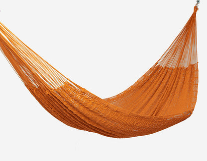 King Size Outdoor Cotton Mexican Hammock In Orange