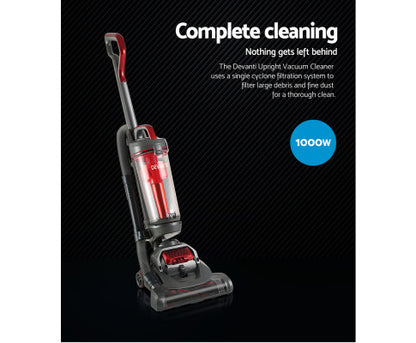 Devanti Upright Vacuum Cleaner Stick Bagless Free-standing Cyclone Filter 1000W