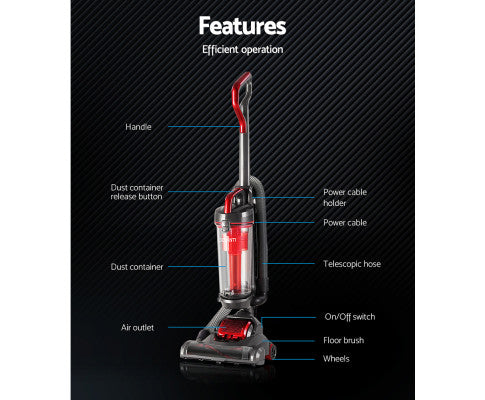 Devanti Upright Vacuum Cleaner Stick Bagless Free-standing Cyclone Filter 1000W