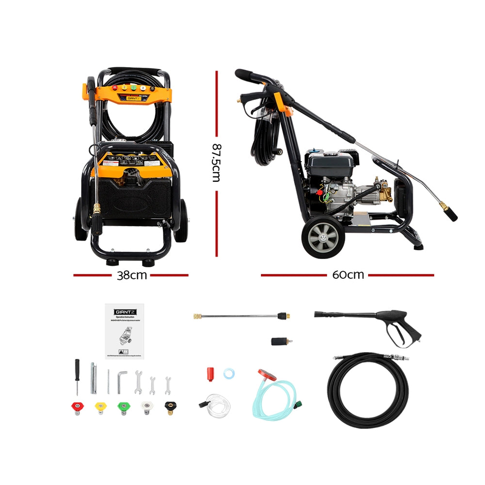 4800PSI 8HP 15M Petrol High Pressure Cleaner Washer Water Jet Hose Gurney