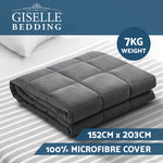 Weighted Blanket 7KG Heavy Gravity Blankets Microfibre Cover Glass Beads Calming Sleep Anxiety Relief Grey