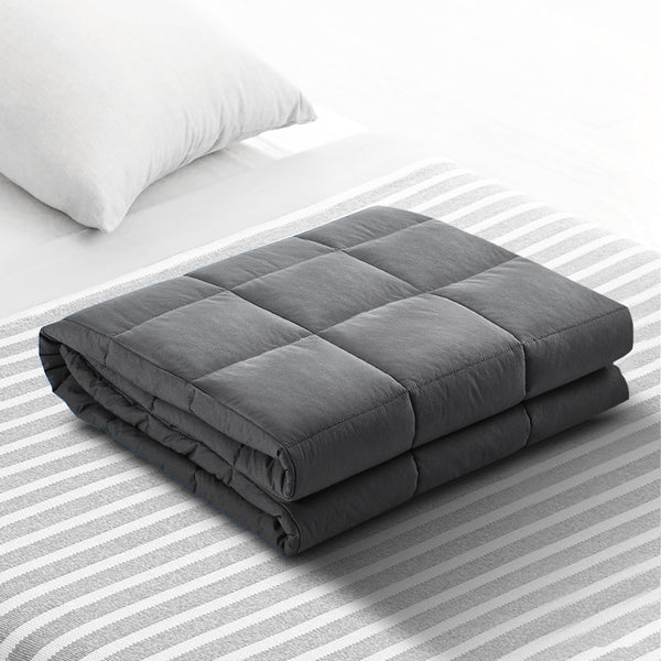  Weighted Blanket 7KG Heavy Gravity Blankets Microfibre Cover Glass Beads Calming Sleep Anxiety Relief Grey