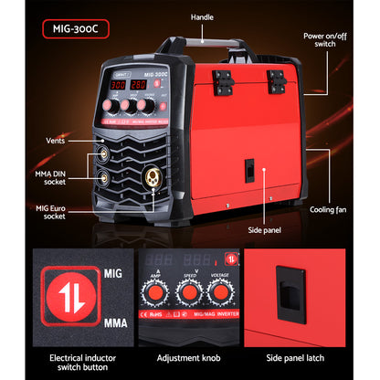 300 Amp Inverter Welder DC MIG MMA Gas Gasless Welding Machine Portable