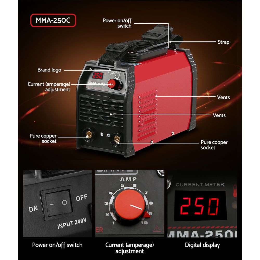 Giantz Inverter Welder Portable Machine 250Amp