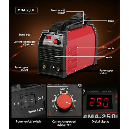 Giantz Inverter Welder Portable Machine 250Amp
