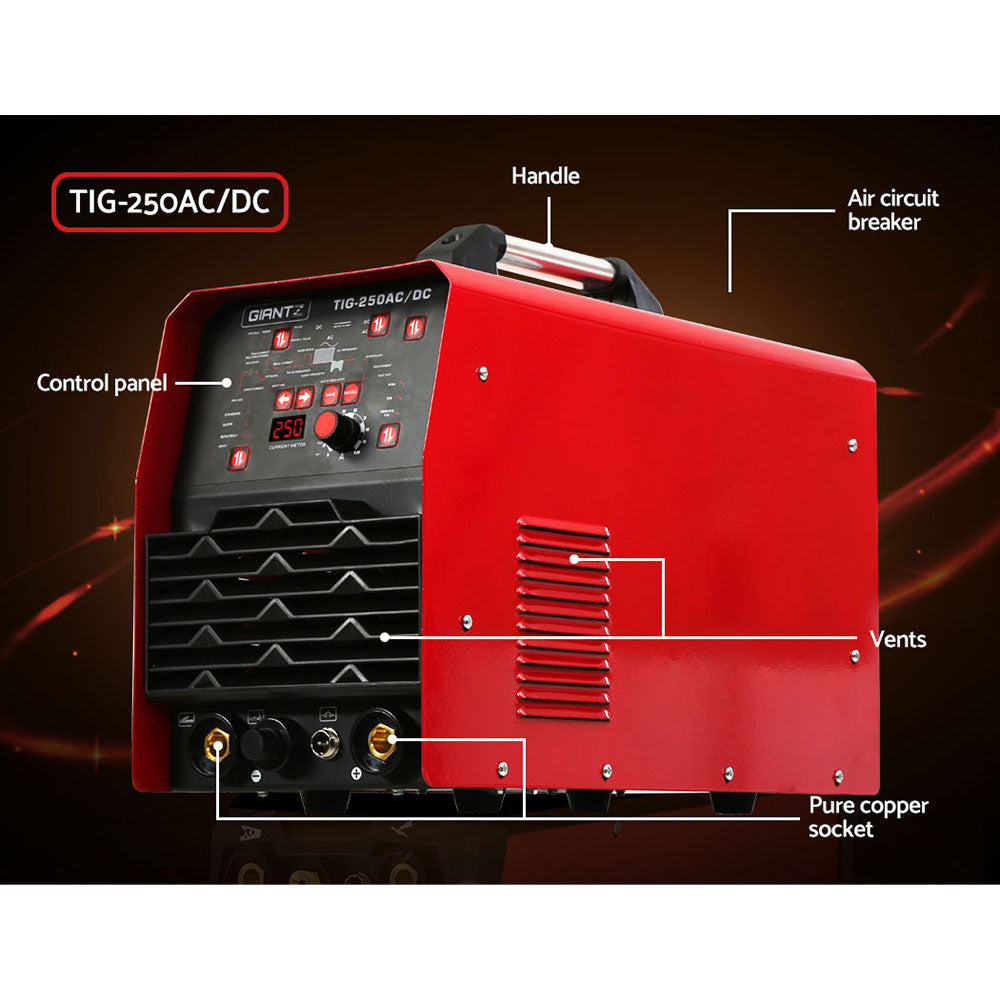 250Amp Inverter Welder AC/DC Pulse TIG MMA Aluminum Welding Machine Stick