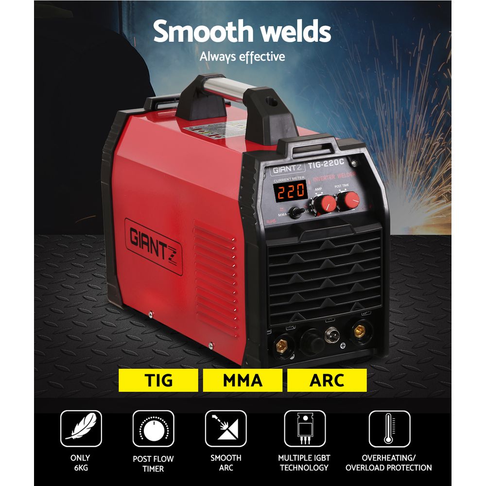 220 Amp Inverter Welder TIG MMA ARC DC Gas Welding Machine Stick Portable