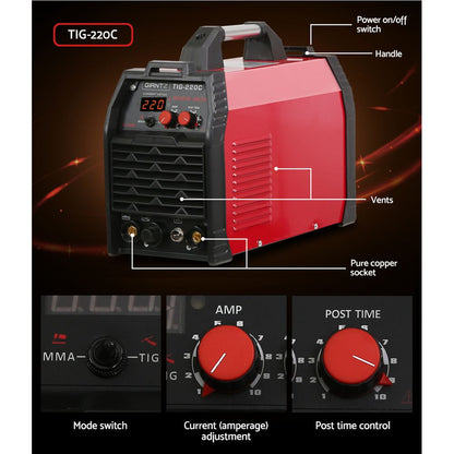 220 Amp Inverter Welder TIG MMA ARC DC Gas Welding Machine Stick Portable