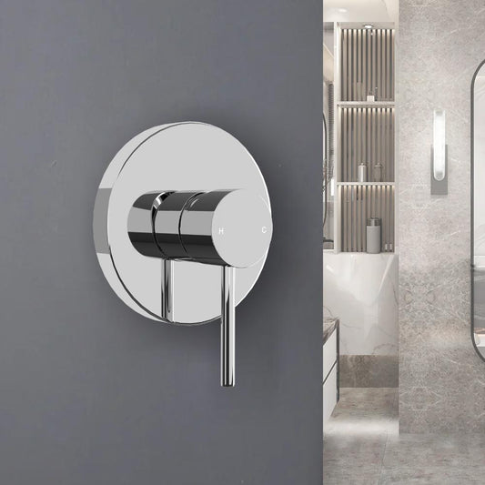 Chrome Wall Shower Mixer Tap Shower Valve Brass Round Bath Spout Hot Cold Taps