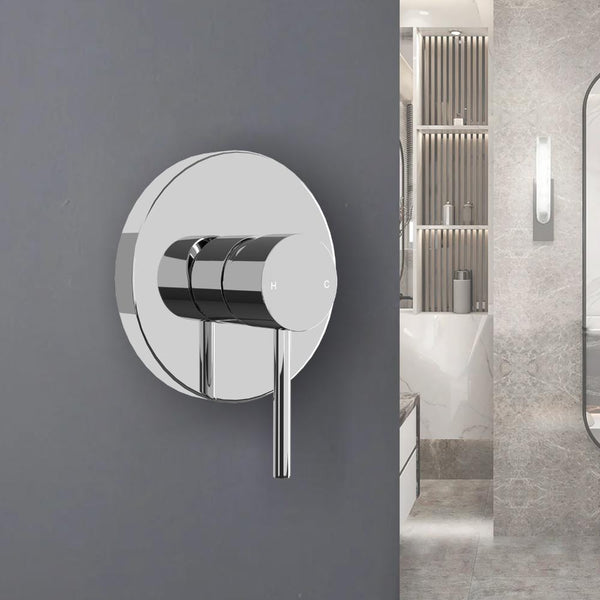  Chrome Wall Shower Mixer Tap Shower Valve Brass Round Bath Spout Hot Cold Taps