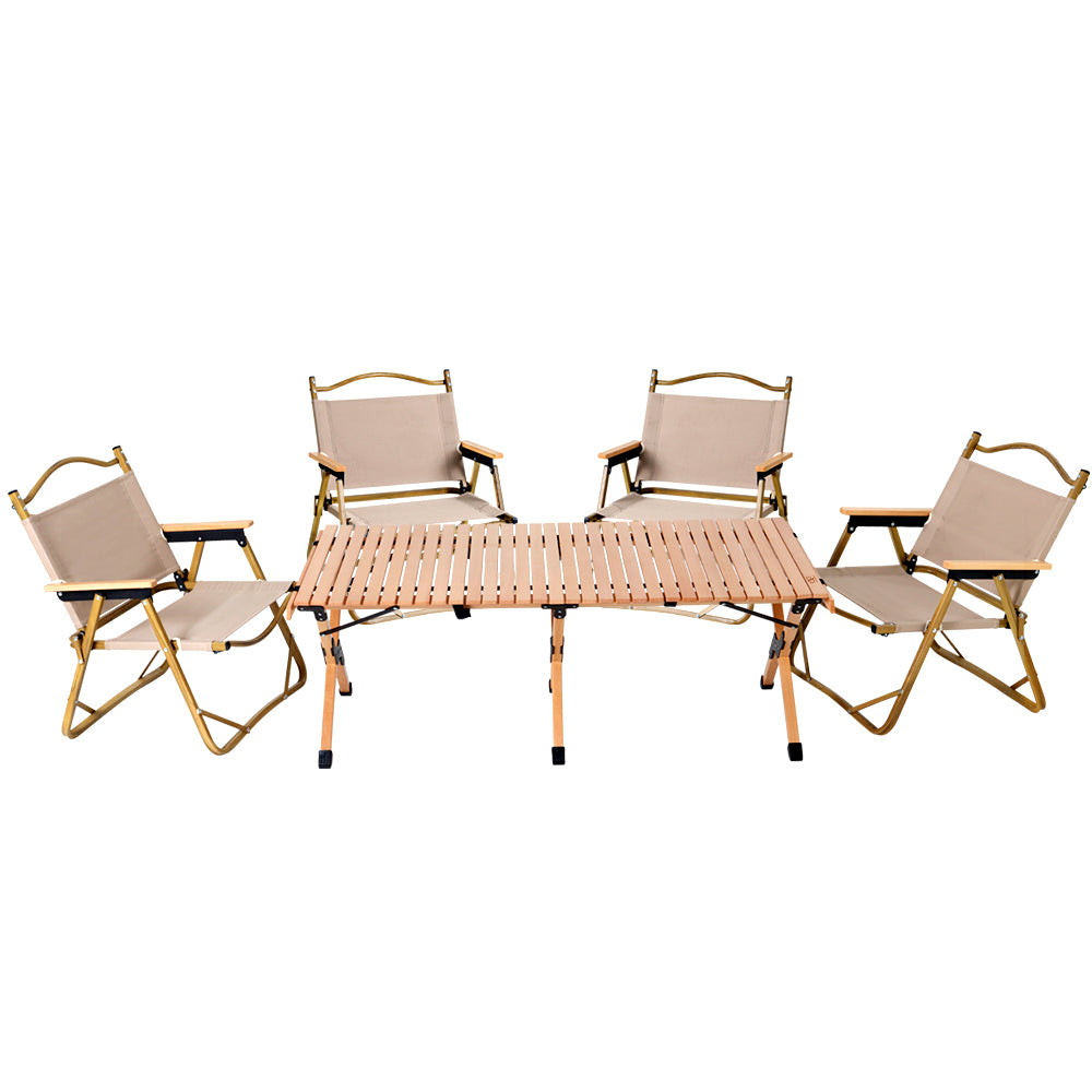 Outdoor Furniture Picnic Table And Chairs Wooden Egg Roll Camping Desk