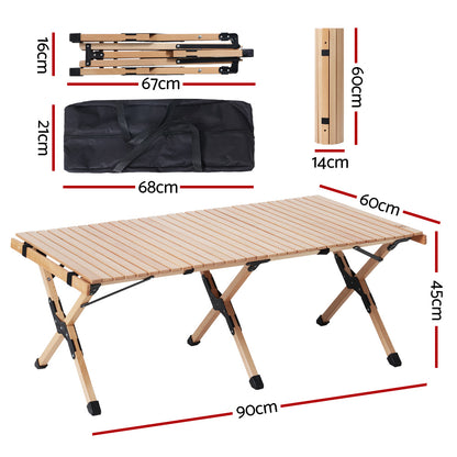 Outdoor Furniture Picnic Table And Chairs Wooden Egg Roll Camping Desk