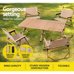 Outdoor Furniture Picnic Table And Chairs Wooden Egg Roll Camping Desk