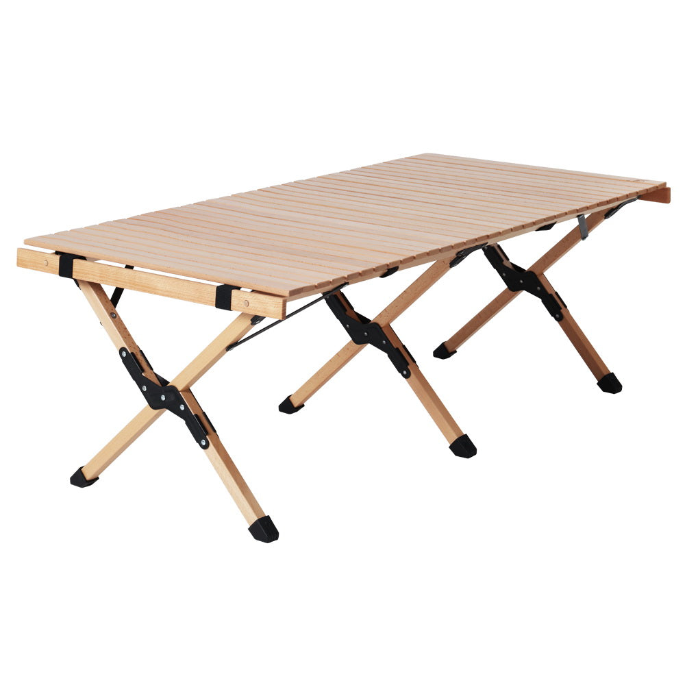 Outdoor Furniture Wooden Egg Roll Picnic Table Camping Desk 120Cm