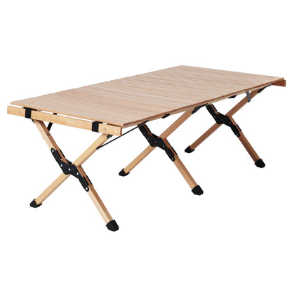 Outdoor Furniture Wooden Egg Roll Picnic Table Camping Desk 120Cm