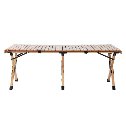 Outdoor Furniture Wooden Egg Roll Picnic Table Camping Desk 120Cm