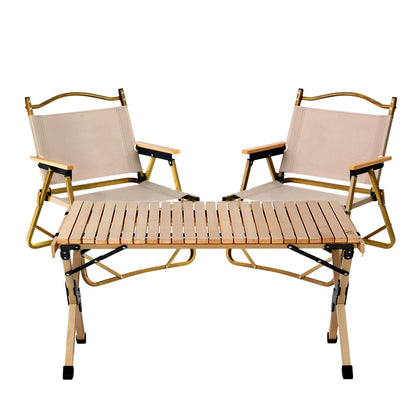 Outdoor Furniture Picnic Table And Chairs Camping Wooden Egg Roll Portable Desk