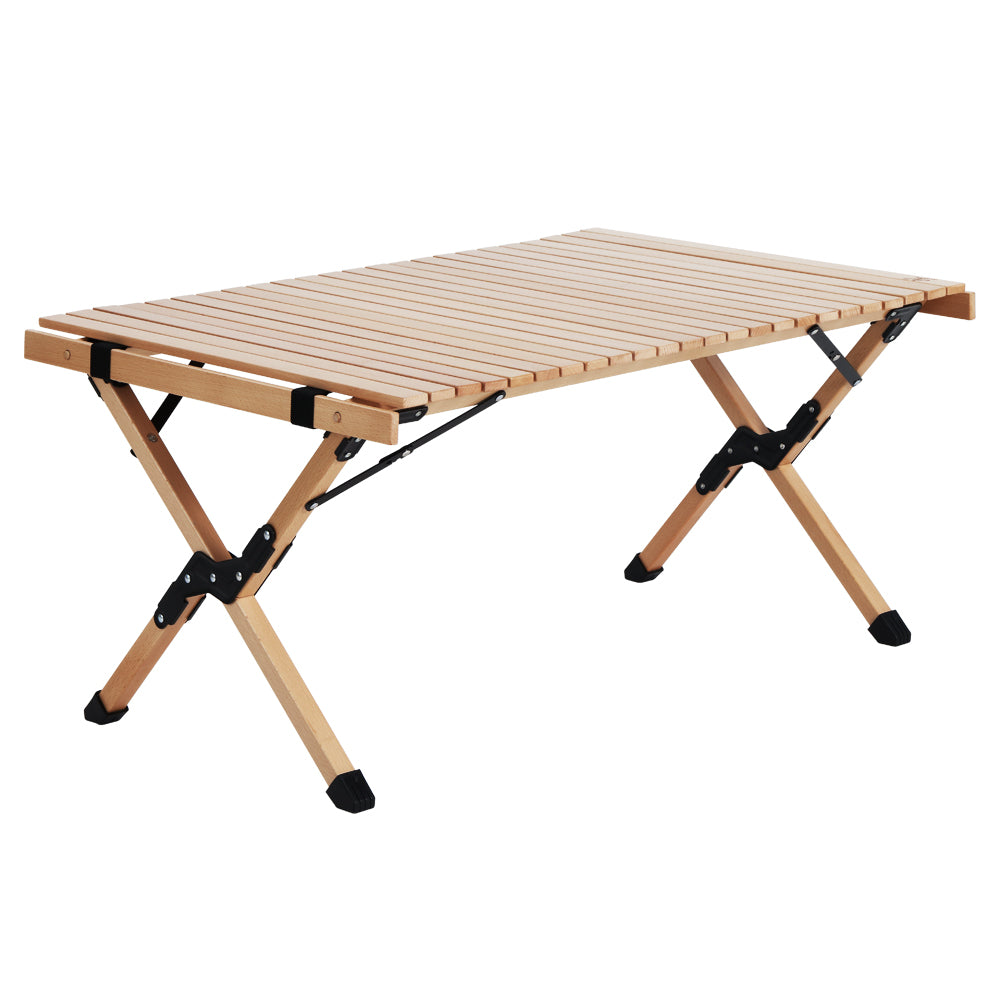 Outdoor Furniture Wooden Egg Roll Picnic Table Camping Desk 90Cm