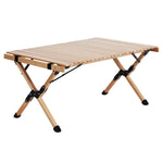 Outdoor Furniture Wooden Egg Roll Picnic Table Camping Desk 90Cm