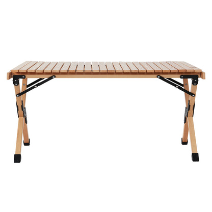 Outdoor Furniture Wooden Egg Roll Picnic Table Camping Desk 90Cm