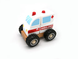Wooden Block Ambulance Rubber