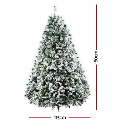 Jingle Jollys Christmas Tree Great Snowy 1.8M 6FT Xmas Decorations  Green,non-toxic