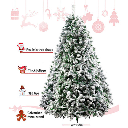 Jingle Jollys Christmas Tree Great Snowy 1.8M 6FT Xmas Decorations  Green,non-toxic