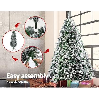 Jingle Jollys Christmas Tree Great Snowy 1.8M 6FT Xmas Decorations  Green,non-toxic