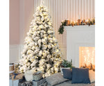 Jingle Jollys Snowy Christmas Tree 2.1M 7FT LED Lights Xmas Decorations Warm White