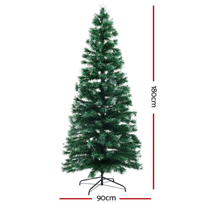 Jingle Jollys Christmas Tree 1.8M 6Ft Led Multi Colour Lights Optic Fibre