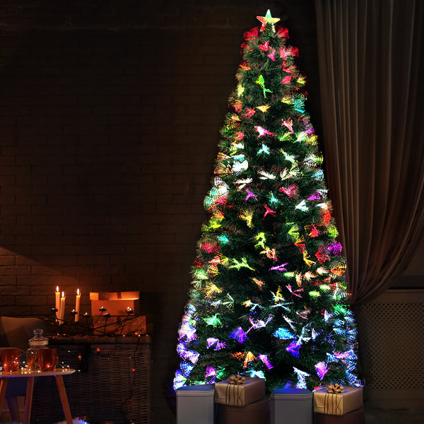  Jingle Jollys Christmas Tree 1.8M 6Ft Led Multi Colour Lights Optic Fibre