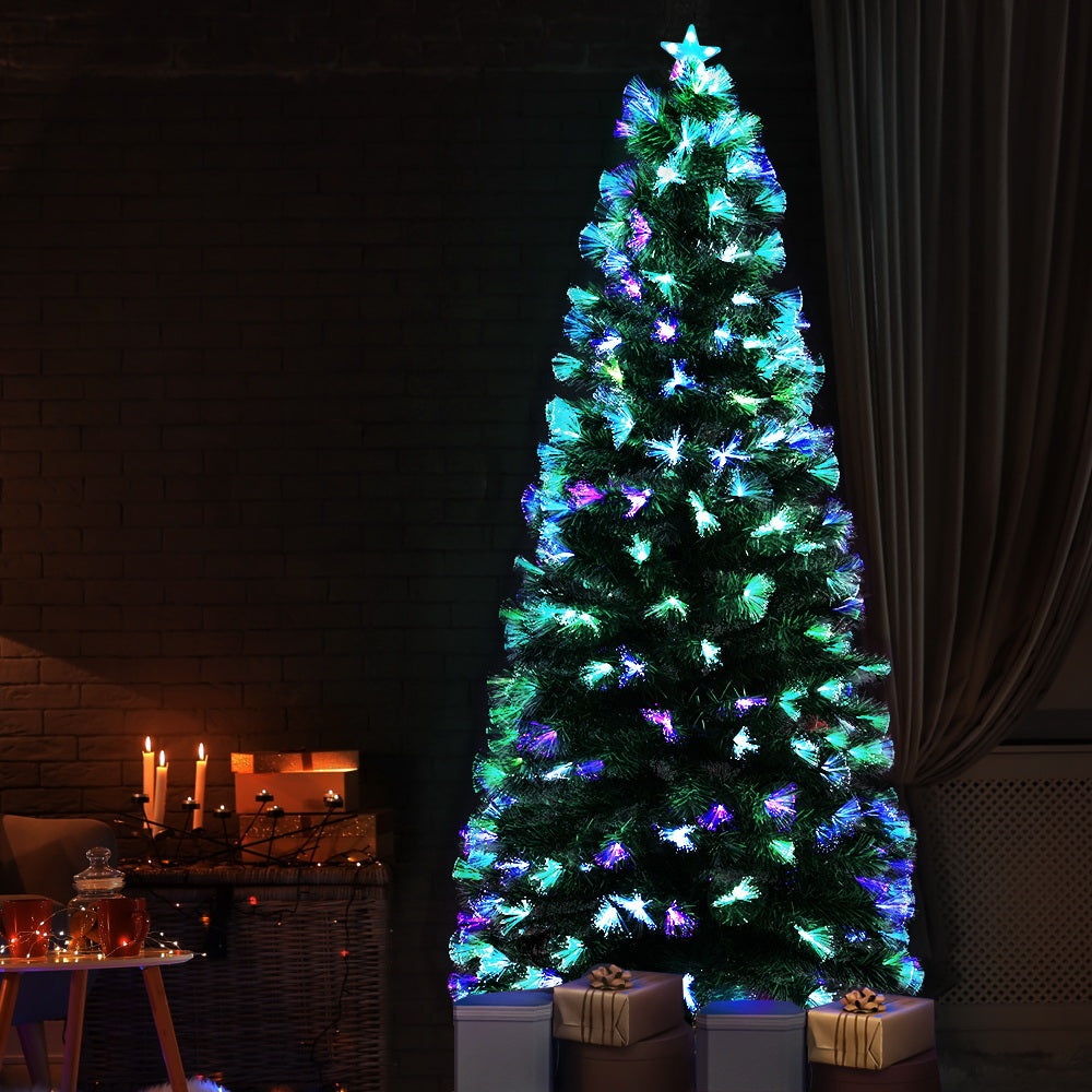 Jingle Jollys Christmas Tree 2.1M 7Ft Led Xmas Multi Colour Lights Optic Fibre