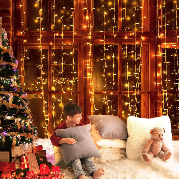  Christmas Lights 6Mx3M 600 LED Curtain Light Decorations Warm