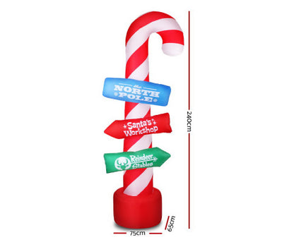 Christmas Inflatable Candy Pole 2.4M Illuminated Decorations