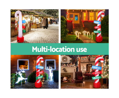 Christmas Inflatable Candy Pole 2.4M Illuminated Decorations