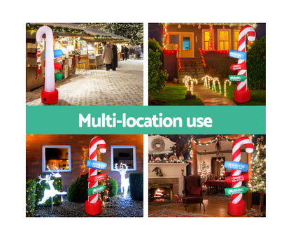 Christmas Inflatable Candy Pole 2.4M Illuminated Decorations