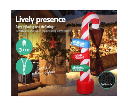 Christmas Inflatable Candy Pole 2.4M Illuminated Decorations