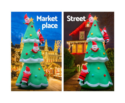 Jingle Jollys 5M Christmas Inflatable Santa on Christmas Tree Xmas Decor LED