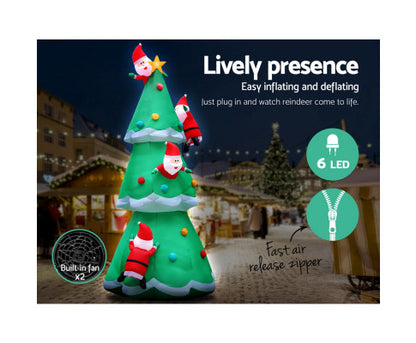 Jingle Jollys 5M Christmas Inflatable Santa on Christmas Tree Xmas Decor LED