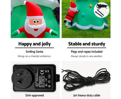 Jingle Jollys 5M Christmas Inflatable Santa on Christmas Tree Xmas Decor LED