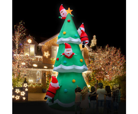 Jingle Jollys 5M Christmas Inflatable Santa on Christmas Tree Xmas Decor LED