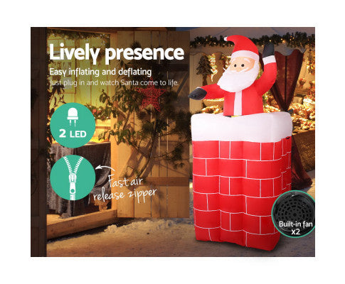 Jingle Jollys 1.8M Christmas Inflatable Archway with Santa Xmas Decor LED