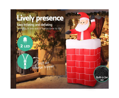 Jingle Jollys 1.8M Christmas Inflatable Archway with Santa Xmas Decor LED
