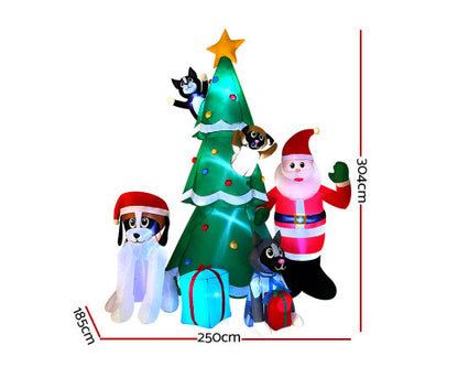 Jingle Jollys Christmas Tree 3M Inflatable Santa Lights Outdoor Decorations